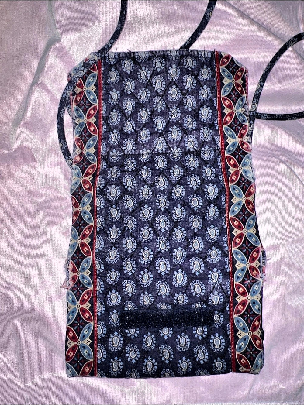 Vera Bradley Zip ID Case Lanyard Paisley Crossbody Bag in Blue & Red